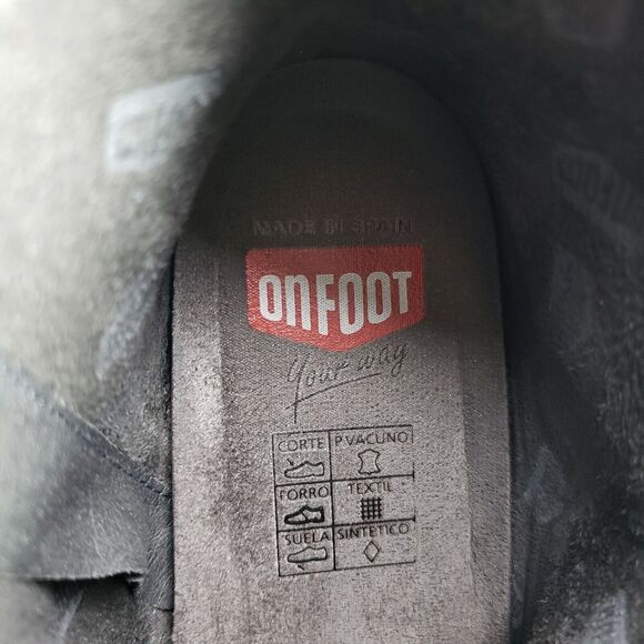 Onfoot Leather Ankle Wedge Boot Womens 6.5 EU 37 Brown & Gold Side Zip Spain - Picture 11 of 11